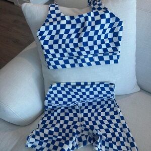 Wilo Blue Checkered Workout Set